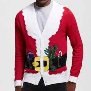 Ugly Christmas Santa Claus Cardigan Sweater (S)